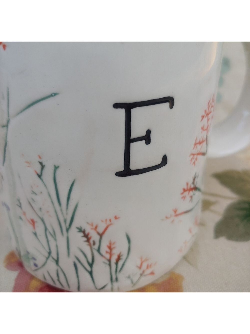 Anthropologie Dagny E Monogram Ceramic Mug with Handle Cream 14 oz - Picture 5 of 12
